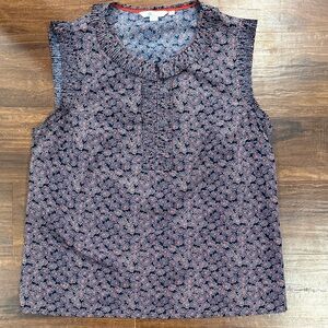 Boden Navy and Red Floral Sleeveless Top